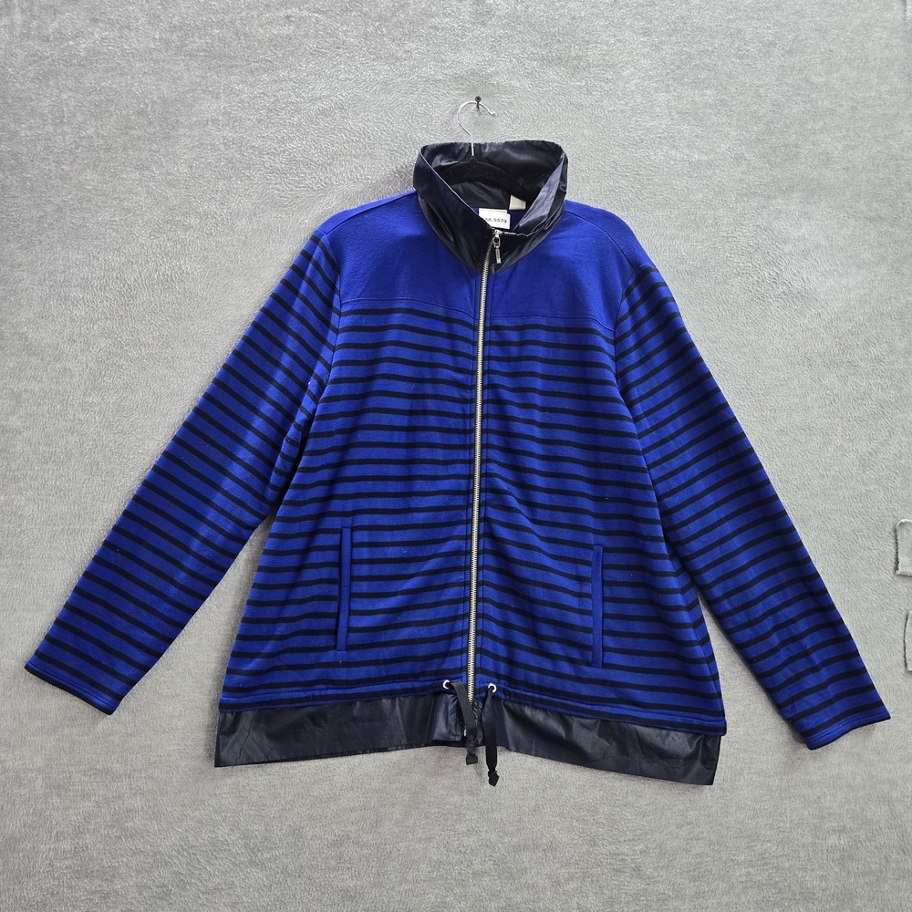 Zenergy By Chico's Women Jacket 2 Blue Striped Activewear